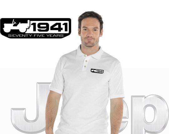 Discover Jeep Established 1941 Logo Polo Embroidery Mopar Shirt Men Fitted Solid Colors Cotton