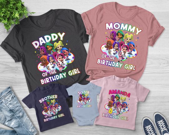 Discover Custom Rainbow Rangers Birthday Matching Family Shirt