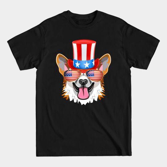 Discover Corgi American Sunglasses T shirt 4th of July Dog Puppy USA - Corgi Patriotic - T-Shirt