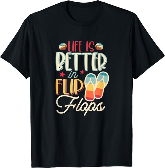 Discover Life Is Better In Flip Flops Vintage Beach Lover T-Shirt