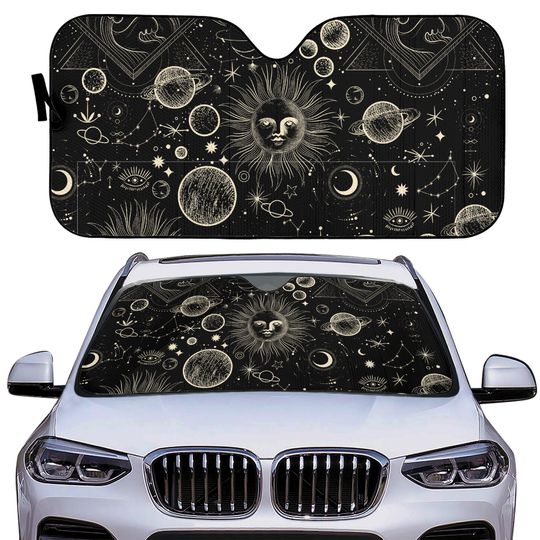 Discover Car Windshield Sun Shade | Sun Shield for Front Window Blocks UV Rays