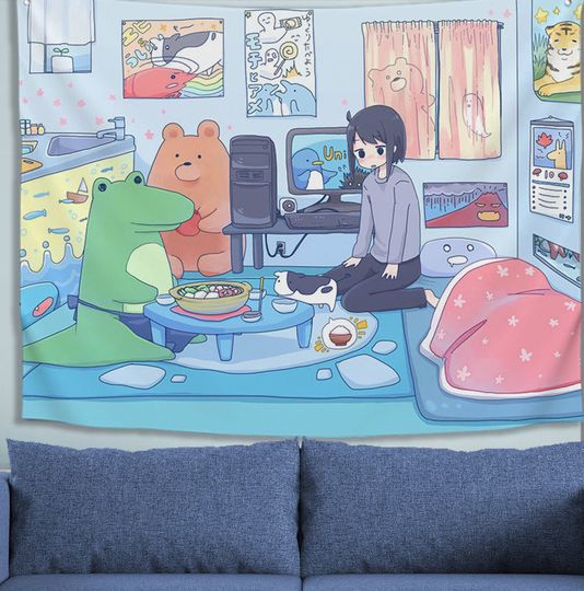 Discover Cute Girl Room Decor Anime Wall Tapestry