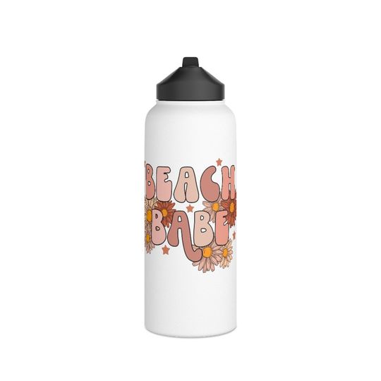 Discover BEACH BABE - Stainless Steel Water Bottle, Standard Lid