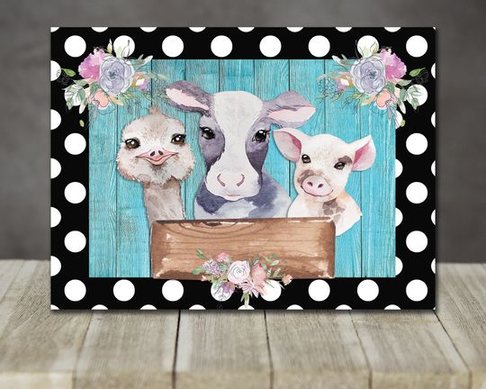 Discover Glass Cutting Board Sublimation Design Farm Animals