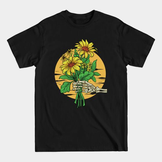 Discover Skeleton Hands Flower Design T-Shirt