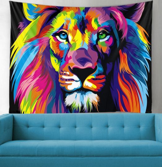 Discover Lion Tapestry Colorful Art Wall Tapestry Animal Wall Hanging