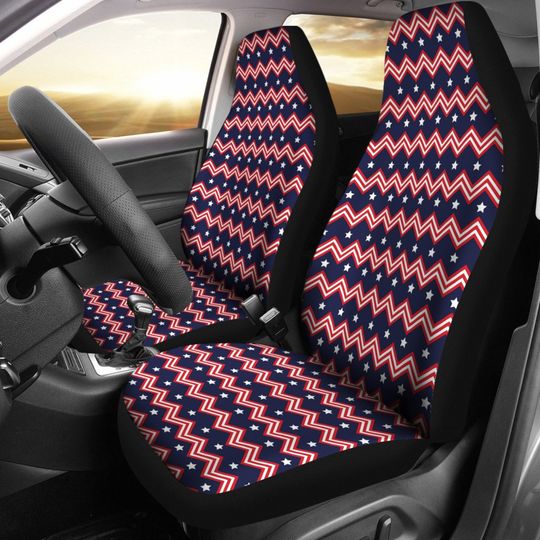 Discover Red White Blue Car Seat Covers