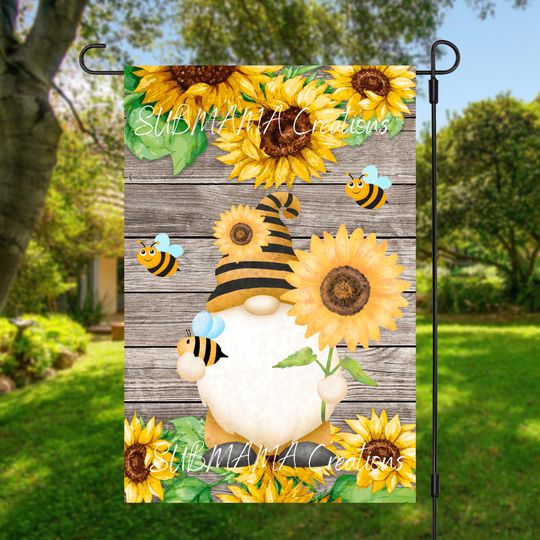 Discover Gnome Sunflower Garden Flag