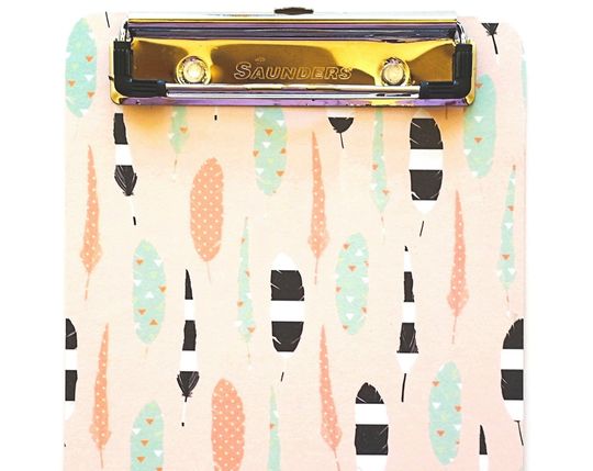 Discover Boho Feathers Clipboard, 6x9 Memo Size Decorative Clipboard, Office Desk Accessory, Notes and Lists Organizer