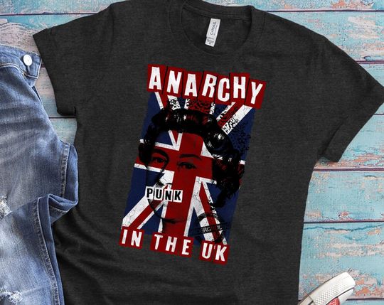 Discover Anarchy In The UK Shirt, British Flag Vintage T-Shirt, Patriotic Tee, Vintage Queen Elizabeth, Punk Rock Band Tee, God Save The Queen Tshirt