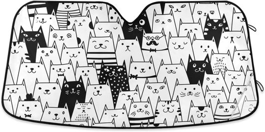 Discover Oarencol Funny Cat Car Windshield Sun Shade Cute Black White Kitty Animal