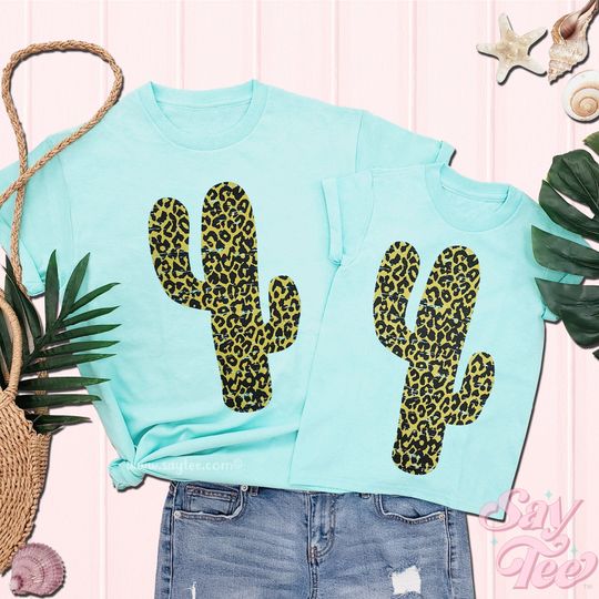 Discover Leopard Cactus Shirt mint,  Mom and me shirts, Plant lover gift, Botanical shirt