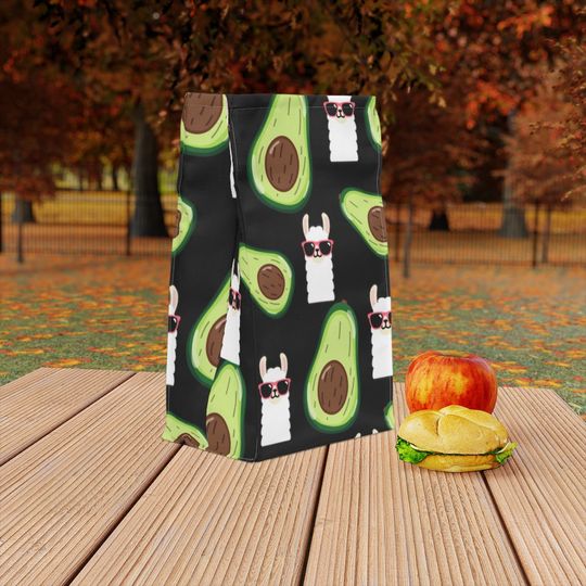 Discover Reusable Llama Lunch Bag with Avocado Design