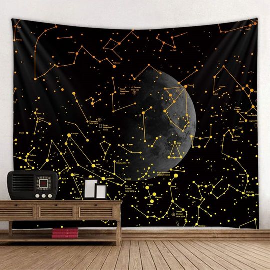 Discover Full Moon Constelation Tapestry Astrology Wall Tapestry Celestial Wall Hanging Home Decor