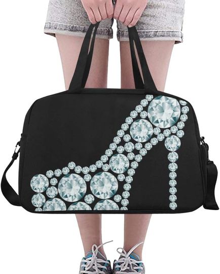 Discover Sports Gym Bag High Heels Shoe Made Diamonds Travel Bags Duffle Bag Sports Fitness Bag Workout Fitness Handbag
