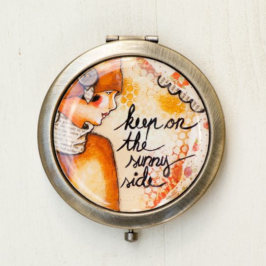 Discover Affirmation Compact Mirror Favor - Mixed Media Art - Purse Mirror - Sunny Inspirational Art