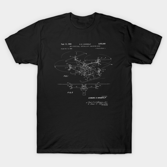 Discover Drone Patent Blueprint Vanderlip - Drone - T-Shirt