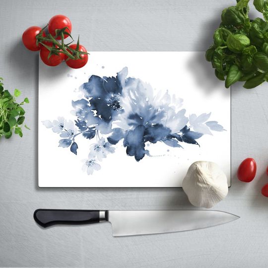 Discover Watercolor Flower Glass Cutting board