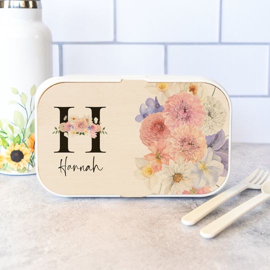 Discover Monogrammed Floral Design Bento Lunch Box