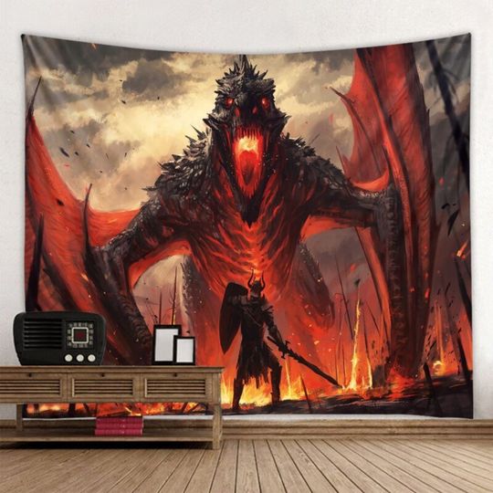 Discover Evil Dragon Tapestry Fantasy Wall Hanging Gothic Theme Wall Decor