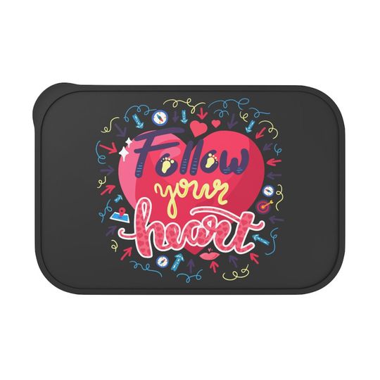 Discover Follow Your Heart Motivational Quote PLA Bento Box with Band and Utensils