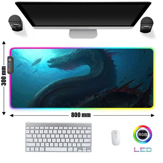 Discover Big Led RGB Gaming Mousepad Dragon Cartoon Sea Creature Gamer