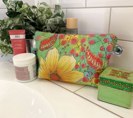 Discover Large Washbag, Bohemian Travel Pouch, Floral Makeup Bag, Handmade Cosmetic Bag, Hippy Floral Washbag
