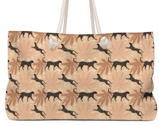 Discover Leopard beach bag, Leopard Weekender Bag, Leopard Beach Bag, Animal Print Travel Bag, Weekend bag, Leopard Print, Weekend Tote Bags