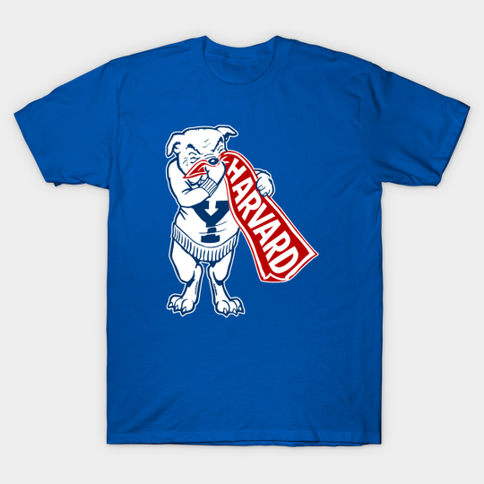 Discover Vintage Yale Mascot blowing Nose on Harvard Pennant - Yale - T-Shirt