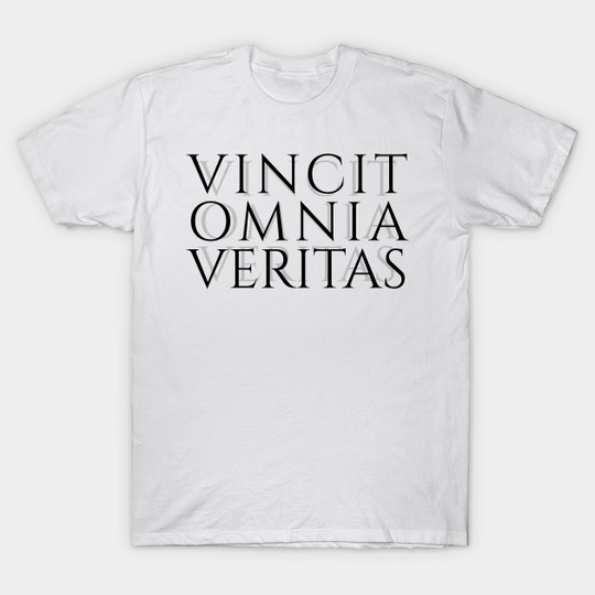 Discover VINCIT OMNIA VERITAS - Shadow Light - Latin Inspired Words - T-Shirt