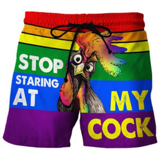 Discover LGBT 6 Color Rainbow Chicken Design 3D Beach Shorts