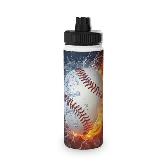 Discover Baseball Stainless Steel Water Bottle, Sports Lid