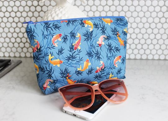 Discover Japanese koi Cotton Cosmetic Bag