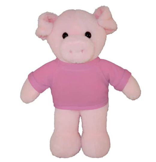 Discover Soft Plush Pig with Pink Tee Stuffed Animal Pig