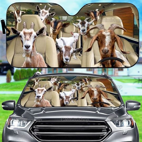 Discover Goat Family Car Sun Shade, Goat Sun Shade, Goat Car Windshield, Goat Gifts