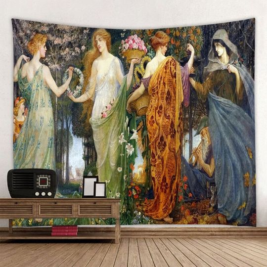 Discover Art Tapestry Adapted from Classical Oil Painting Wall Hanging Wall Decor Tapestries