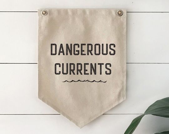 Discover Pennant Flag Beach Wall Decor, Dangerous Currents Wall Art Banner, Coastal Home Decor for Summer