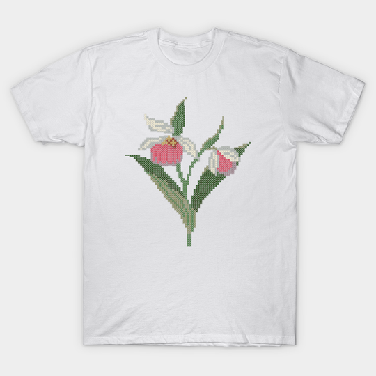 Discover Minnesota State Flower Pink And White Lady's Slipper - Pink And White Lady Slipper - T-Shirt