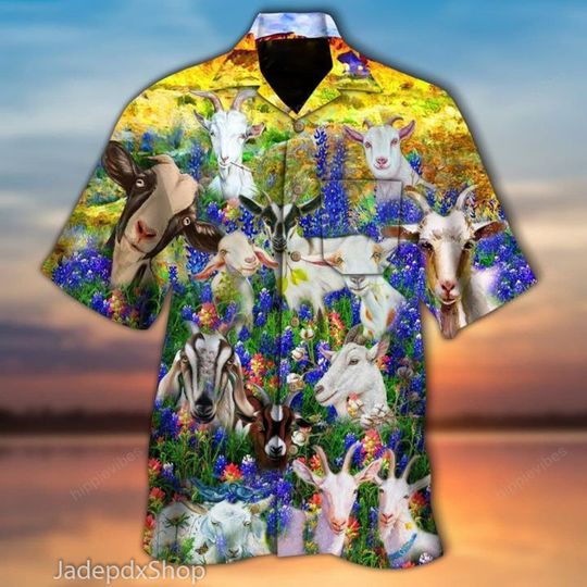 Discover GOATS IN BLUEBONNETS Hawaiian Shirt