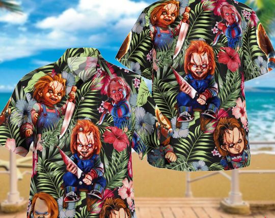Discover Chucky Just Wanna Have Fun Scream Halloween Casual Beach Hawaiian Shirt