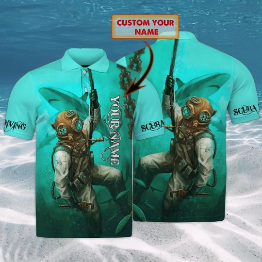 Discover Scuba Diving Polo 3D All Over Printed Shirt for Men and Women- Scuba Diving Polo Short Sleeve