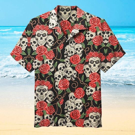 Discover Holiday Skull Roses Unisex Hawaiian