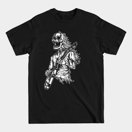 Discover Vintage Rock N Roll Skeleton Guitar - Rock N Roll Music - T-Shirt
