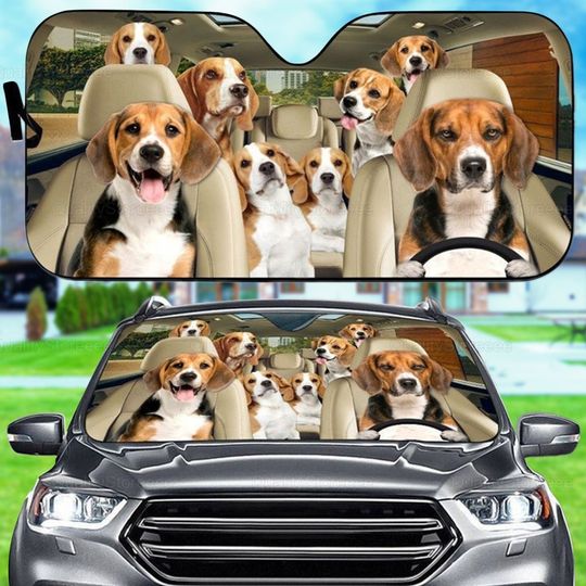 Discover Beagle Car Sunshade Dogs Family Sunshade