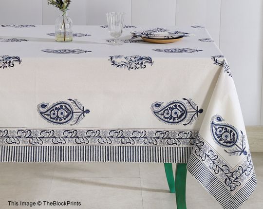 Discover Indian Block Print Tablecloth - Elegant Cotton Table Cover