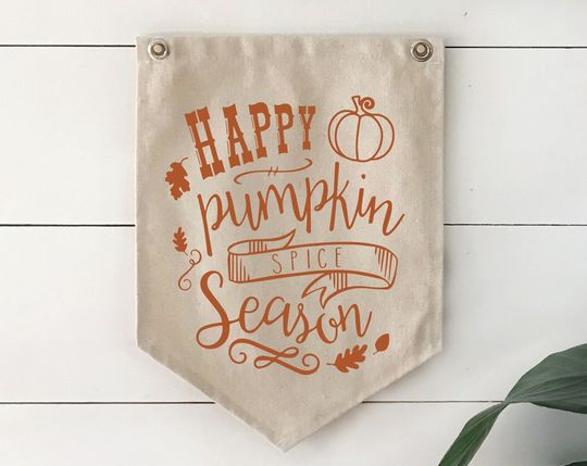Discover Wall Art, Fall Decor, Pumpkin Spice Season Pennant Flag, Fall Signs for Home, Hanging Sign, Canvas Banner, Boho Farmhouse Decor