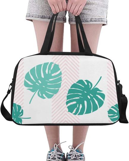 Discover HHL Sports Gym Bag Pattern Split Leaf Philodendron Tropical Travel Bags Duffle Bag Carry On Luggage Workout Fitness Handbag