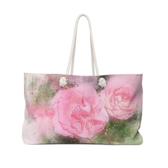 Discover Pink Rose Watercolor Weekender Bag Beach Bag All Occasion Bag Carry All Bag