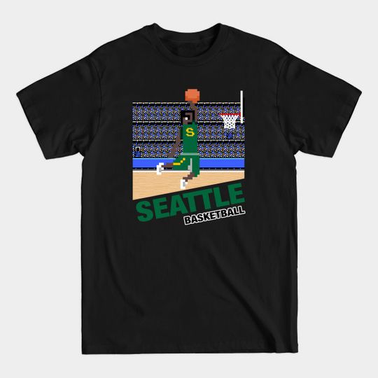 Discover Seattle Basketball 8 bit pixel art cartridge design - Seattle Supersonics - T-Shirt