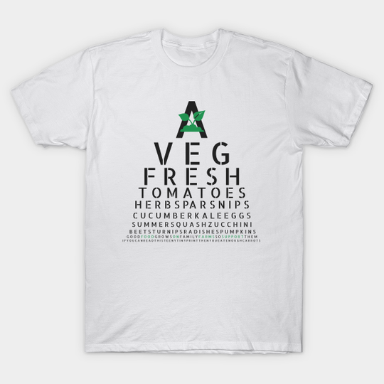 Discover FARMER'S EYE TEST [lt] - Vegetables - T-Shirt